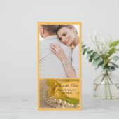 Gelbe Rose und weiße Perlen Hochzeit speichern das Save The Date (Stehend Vorderseite)