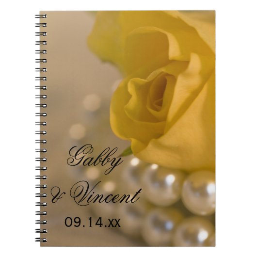Gelbe Rose und weiße Perlen Hochzeitsbuch Notizblock (Vorderseite)