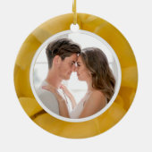 Gelbe Rose Verlobung Foto Keramikornament (Hinten)