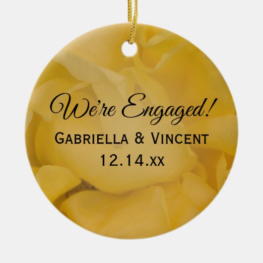 Gelbe Rose Verlobung Keramik Ornament (Vorne)