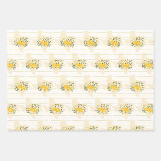 Gelbe Rose von Texas - Gingham-Staat Geschenkpapier Set (Vorderseite)