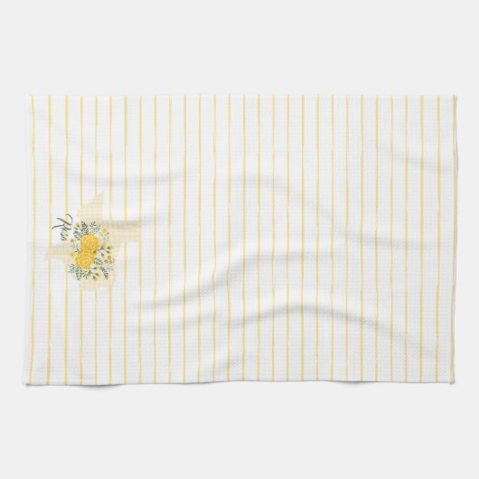 Gelbe Rose von Texas - Gingham Staat mit Rose Geschirrtuch (Horizontal)