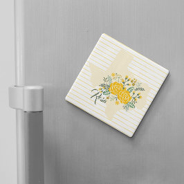 Gelbe Rose von Texas - Gingham Staat mit Rose Magnet