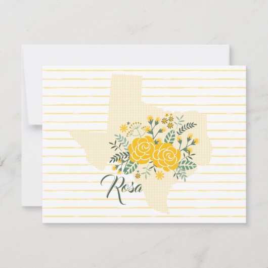Gelbe Rose von Texas - Gingham Staat mit Rose Mitteilungskarte (Vorderseite)