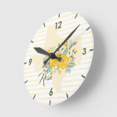 Gelbe Rose von Texas - Gingham Staat mit Rose Runde Wanduhr (Winkel)