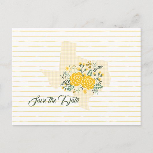 Gelbe Rose von Texas - Gingham Staat Save the Date Postkarte (Vorderseite)