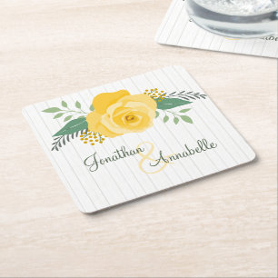 Gelbe Rose von Texas Hochzeit Rechteckiger Pappuntersetzer