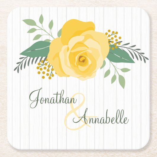 Gelbe Rose von Texas Hochzeit Rechteckiger Pappuntersetzer (Vorderseite)