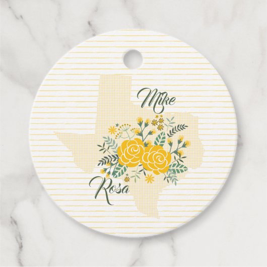 Gelbe Rose von Texas - Hochzeit von Gingham Staat Geschenkanhänger (Vorderseite)