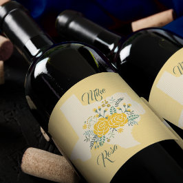 Gelbe Rose von Texas - Hochzeit von Gingham Staat Weinetikett