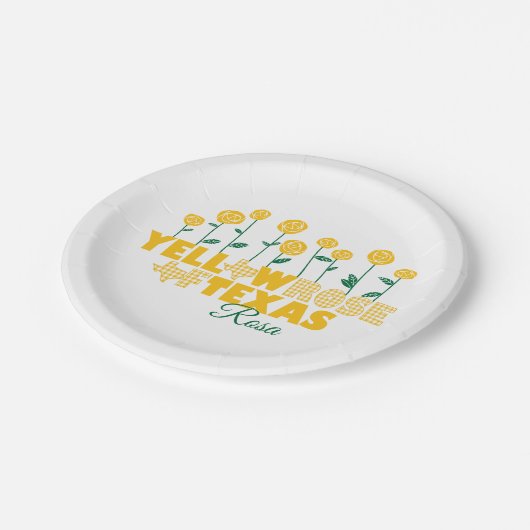 Gelbe Rose von Texas - Rose Garden Pappteller (Schrägansicht)