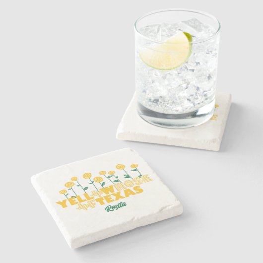 Gelbe Rose von Texas - Rose Garden Steinuntersetzer (Seitenansicht)