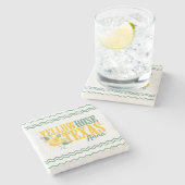 Gelbe Rose von Texas - Single Rose Steinuntersetzer (Seitenansicht)