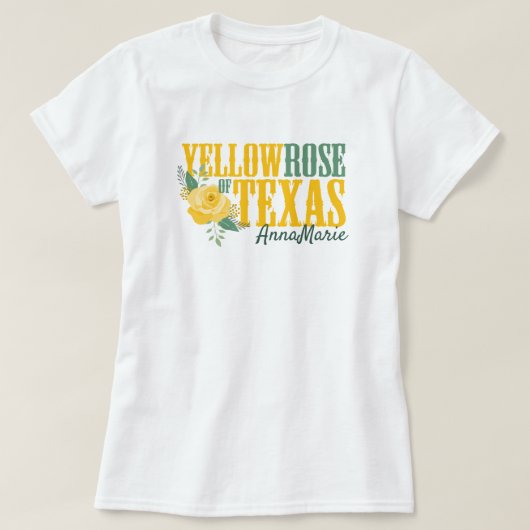 Gelbe Rose von Texas - Single Rose T-Shirt (Design vorne)