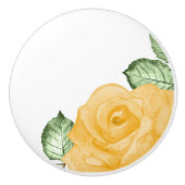 Gelbe Rose Wasserfarbe Land Rustikaler Blumenchor Keramikknauf (Vorderseite)