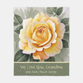 Gelbe Rose Wasserfarben Kunst Fleecedecke (Vorderseite)