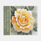 Gelbe Rose Wasserfarben Kunst Fleecedecke (Vorderseite (Horizontal))