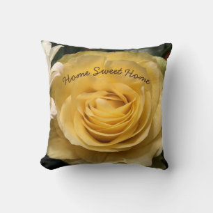 Gelbe Rose Zuhause Sweet Zuhause Throw Kissen