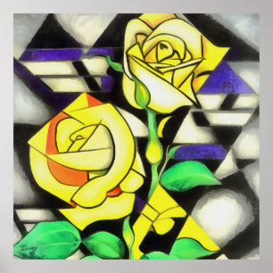 Gelbe Rosen Abstrakte geometrische Kunst Poster