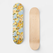 Gelbe Rosen auf blau und aquamarin Skateboard (Vorderseite)