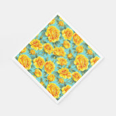 Gelbe Rosen auf blauem Hintergrund Serviette (Ecke)