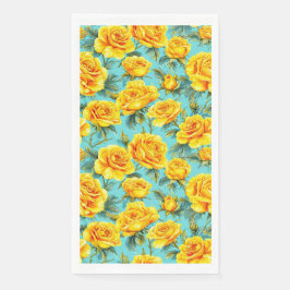Gelbe Rosen auf blauem Hintergrund Serviette
