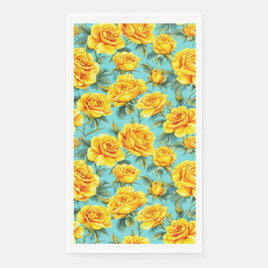 Gelbe Rosen auf blauem Hintergrund Serviette (Vorderseite)