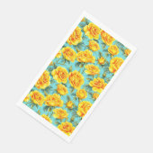 Gelbe Rosen auf blauem Hintergrund Serviette (Ecke)