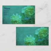 Gelbe Rosen auf der türkisblauen Visitenkarte (Vorne/Hinten)