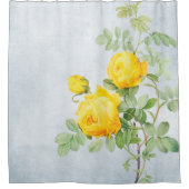 Gelbe Rosen auf gestresstem Grau Duschvorhang (Vorderseite)
