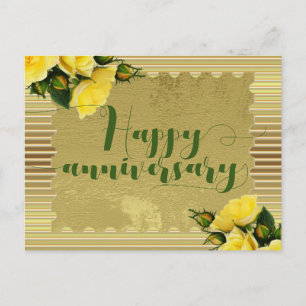 Gelbe Rosen auf goldenem Hintergrund Alles Gute zu Postkarte