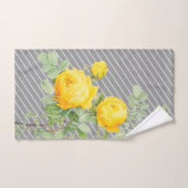 Gelbe Rosen auf grauen Streifen Handtuch (Handtuch)