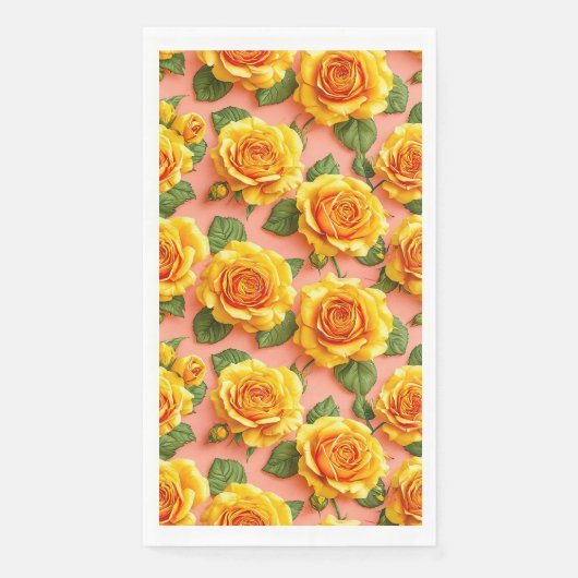 Gelbe Rosen auf rosa Untergrund Serviette (Vorderseite)