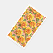 Gelbe Rosen auf rosa Untergrund Serviette (Ecke)