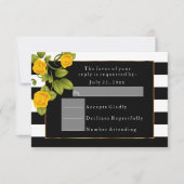 Gelbe Rosen auf schwarzen und weißen Streifen Einladung (Vorderseite)