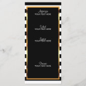 Gelbe Rosen auf schwarzen und weißen Streifen Menükarte (Vorderseite)