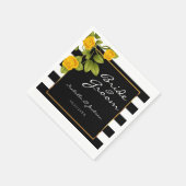 Gelbe Rosen auf schwarzen und weißen Streifen Serviette (Ecke)