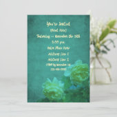 Gelbe Rosen auf türkisfarbenem Party Einladung (Stehend Vorderseite)