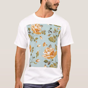 Gelbe Rosen Blau Hintergrund Wallpaper T-Shirt