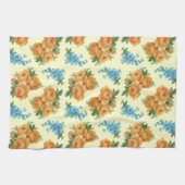 Gelbe Rosen-blaue Blumen-Vintages Muster-Tuch Küchentuch (Horizontal)