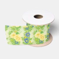 Gelbe Rosen | Blauer Morgenglanz Blumenmuster