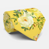 Gelbe Rosen Blume Blumenmuster Neck Tie Krawatte (Gerollt)