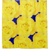 Gelbe Rosen Blume Gold Blumenmuster Navy Blau Duschvorhang (Vorderseite)