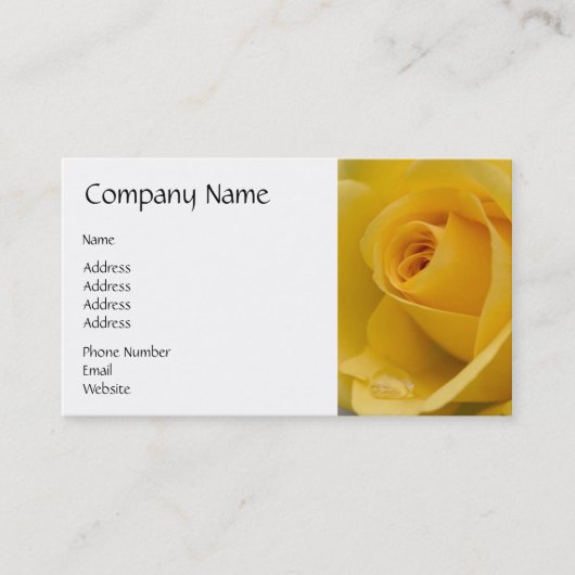 Gelbe Rosen-Blume Visitenkarte (Vorderseite)