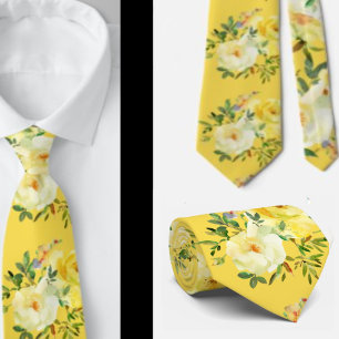Gelbe Rosen Blumen Florales Muster Krawatte