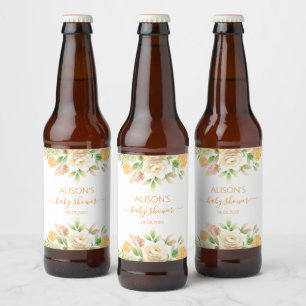 Gelbe Rosen-Blumen-Girlande Mädchen Baby Shower Bierflaschenetikett