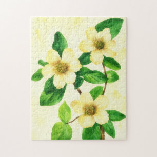 Gelbe Rosen Blumen Vintage-Style Kunstpuzzle Puzzle
