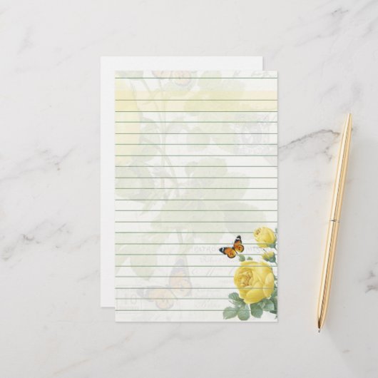 Gelbe Rosen Briefpapier (Vorderseite/Rückseite Beispiel)