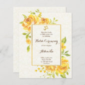 Gelbe Rosen Budget Haldi Einladung (Vorne/Hinten)