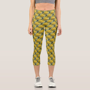 Gelbe Rosen Capri Leggings